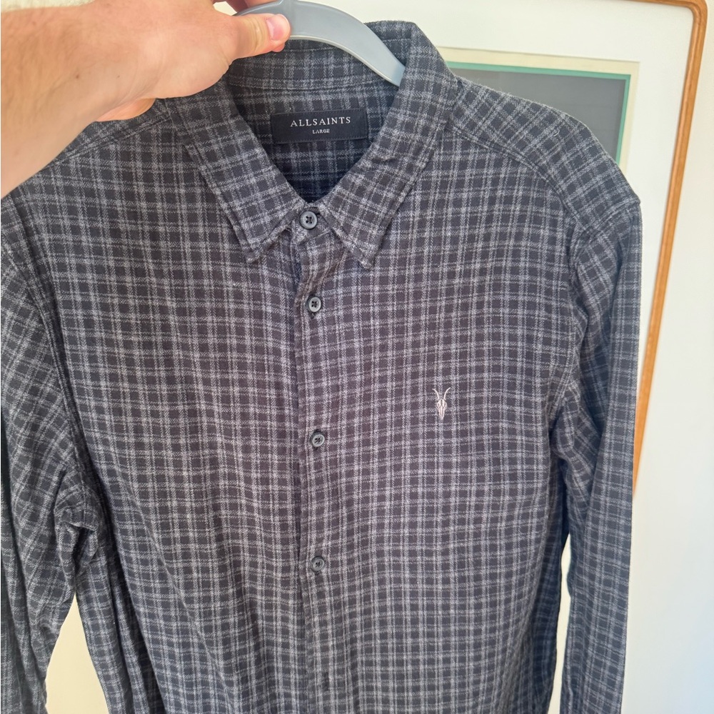 All Saints Black and White Plaid Men's Shirt